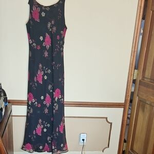 Alyn Paige Black and Pink Floral Maxi Dress